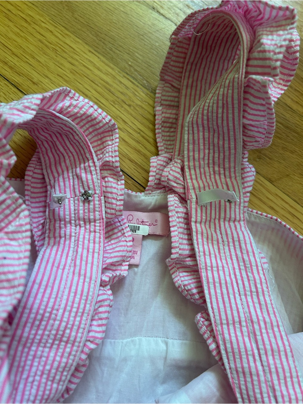 Lilly Pulitzer Phoebe Ruffle Neck Seersucker Dress Pink Size 10 - Picture 7 of 12